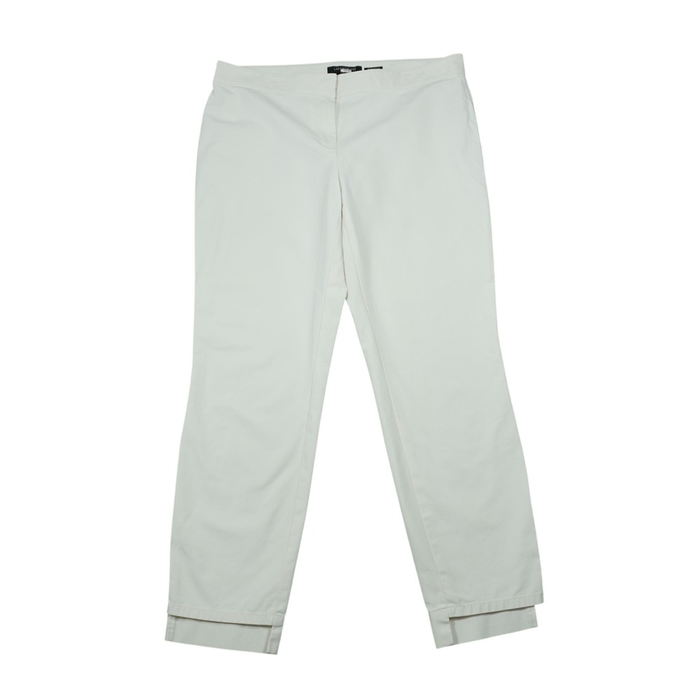 Lafayette 148 New York‎ Size 6 Manhattan Slim Pants Cream White Split Hem